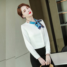 春季美容院工作服打底衫女式职业装长袖衬衫酒店前台工作服白衬衣