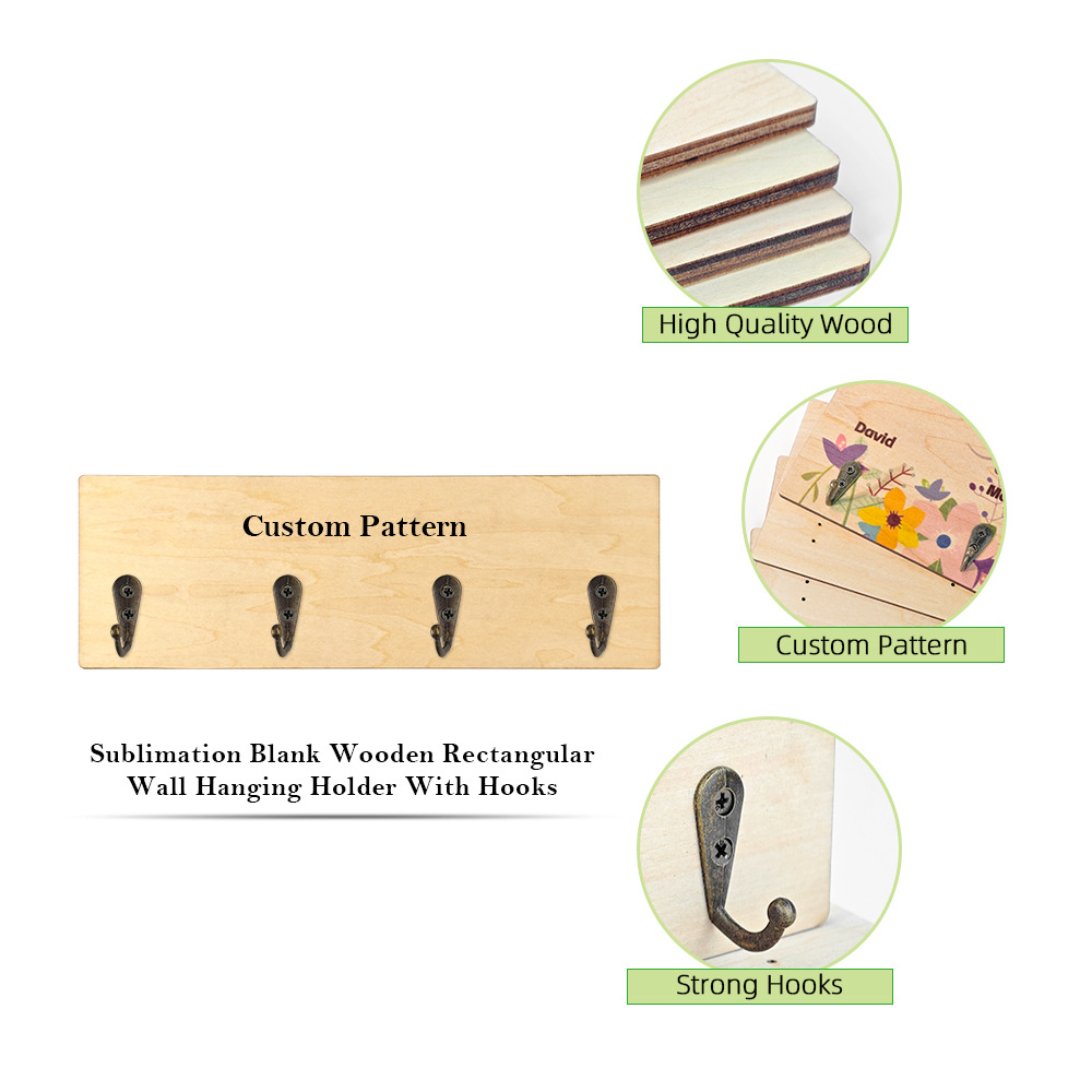 Transferencia térmica de nuevo producto de sublimación térmica simple porta-claves de madera