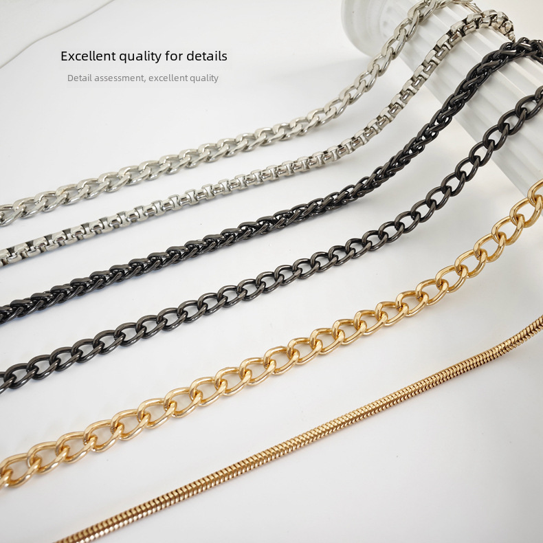 In stock wholesale luggage hardware accessories chain bag chain elegant DIY woven shoulder strap bag with metal bag chain