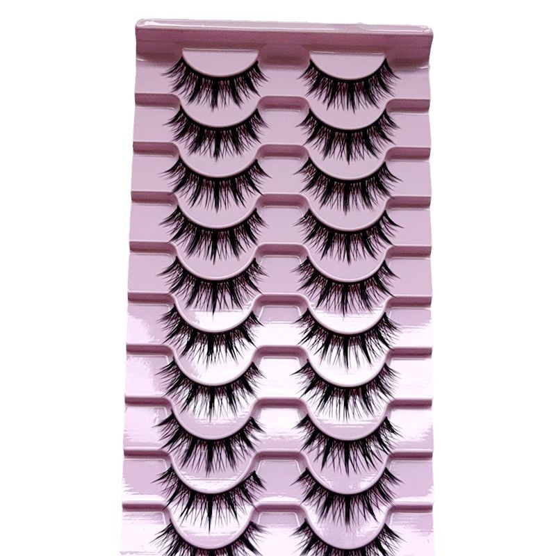 Pequeño libro rojo plantación de hierba cómic pestañas rollo de pestañas falsas pestañas pequeñas pestañas diabólicas 10 pares de maquillaje tailandés grueso europeo y americano