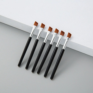 Mini Single Word Eyebrow Brush Blade Eyeliner Brush Eyebrow Brush Eye Makeup Brush Silver Aluminum Black Handle Yiwu Makeup Brush