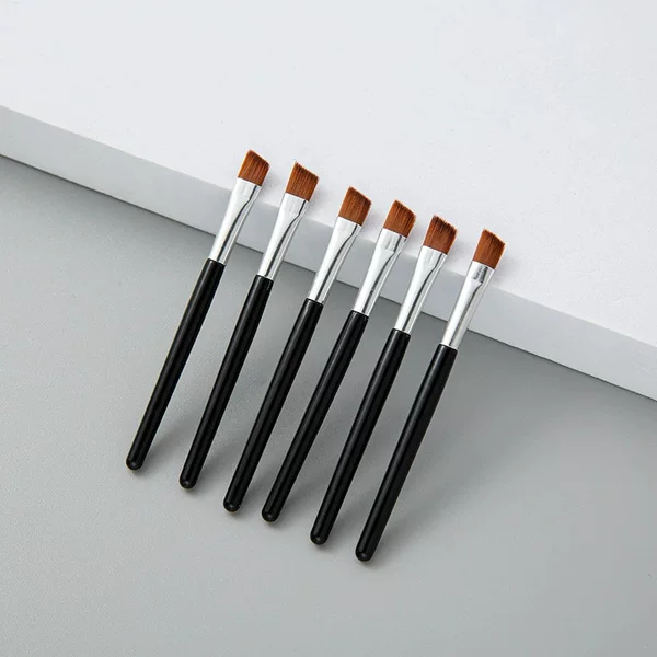 Mini Single Word Eyebrow Brush Blade Eyeliner Brush Eyebrow Brush Eye Makeup Brush Silver Aluminum Black Handle Yiwu Makeup Brush