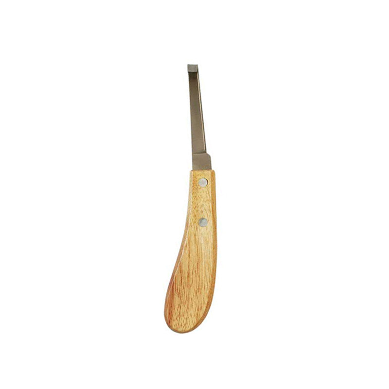 Cuchillo de corte de casco para ganado, mango de madera sólida izquierda y derecha, cuchillo de corte de casco para ganado de acero al carbono