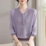 v领新款打底妈妈小衫