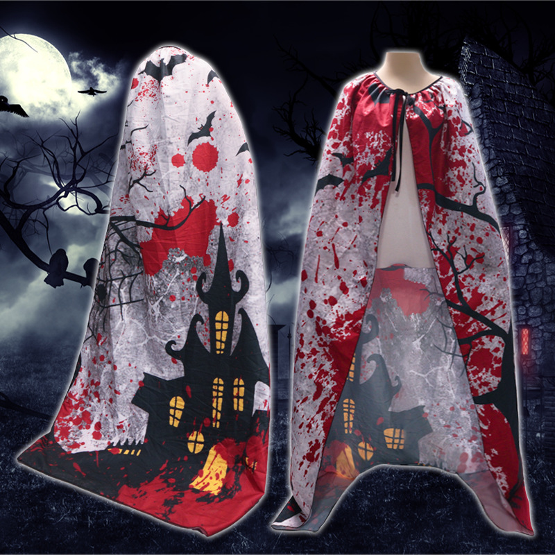 Halloween nueva capa capa de cosplay vestido de brujo de la muerte capa impresa digital sensación de terror hombro