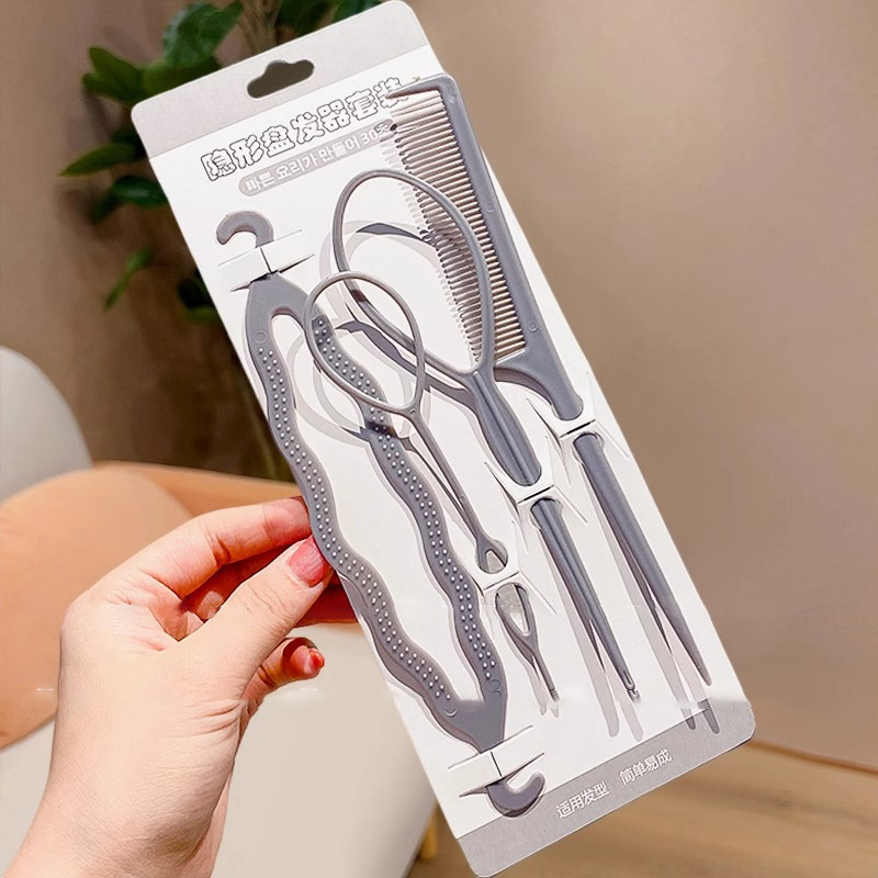 Cuatro piezas de cabello de cabello para adultos, aguja de cabello para niños, herramienta de trenzado de cabello para perezoso, artefacto de trenzado de cabello