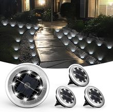 新款户外太阳能8LED不锈钢地埋灯庭院草坪灯道路花园地插灯路径灯