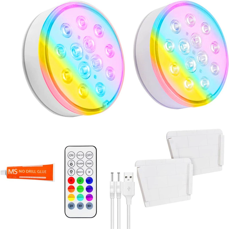 Новая USB-заряжаемая водонепроницаемая светодиодная лампа LED13 RGB с цветоизменением, ПДУ RF, погружная, с таймером для дна бассейна