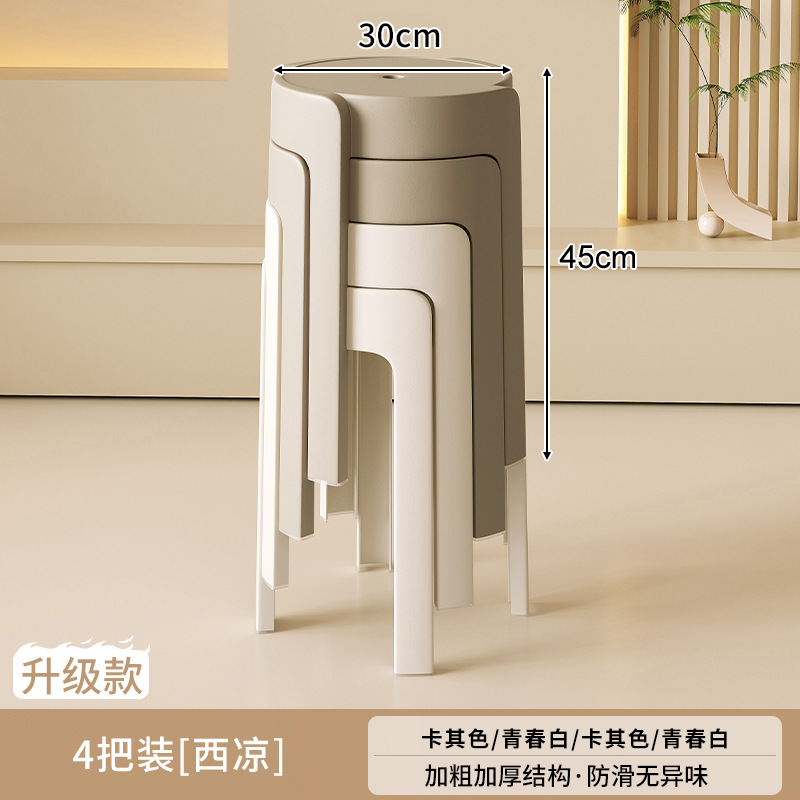 Taburete de plástico grueso para el hogar, sillas apilables, robustas y duraderas, extra gruesas, simples y modernas, bancos altos de reserva para invitados.