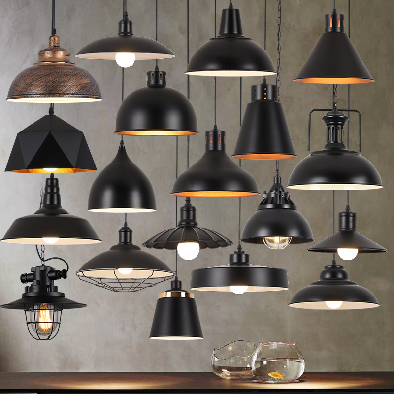 ∴简约loft复古个性创意美式工业风怀旧黑灯罩吧台餐厅饭店装饰吊