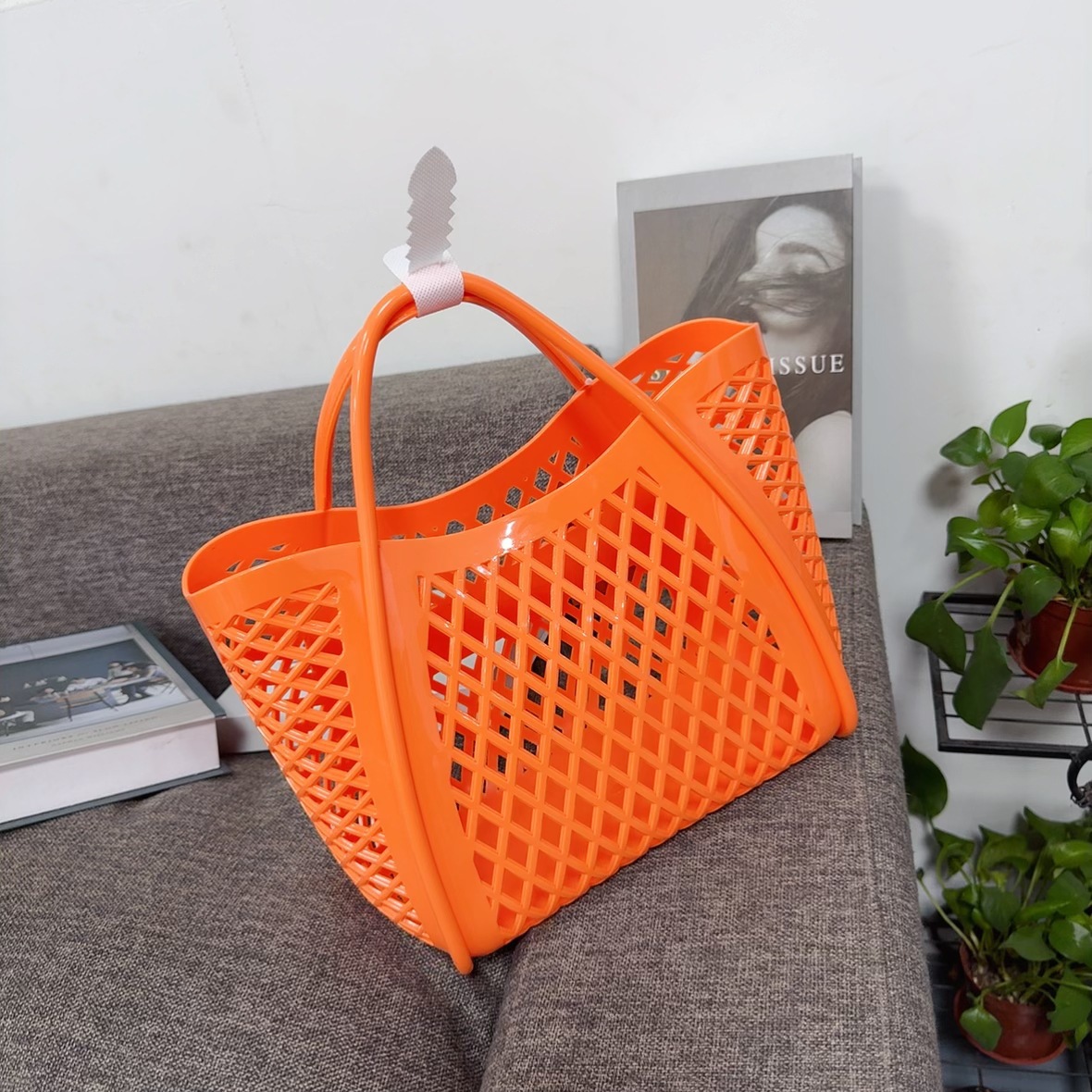 Jelly bag, handbag, silicone hollowed-out vegetable basket bag, picnic bag, shopping basket, PVC beach bag, washbasin basket, bath undefined