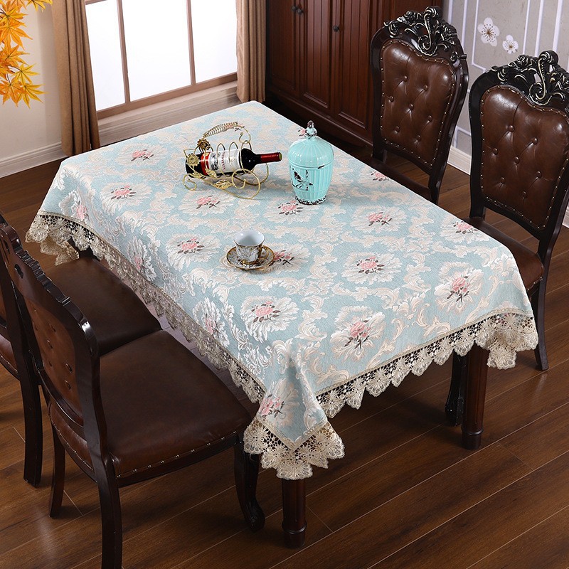 European Lace Tablecloth Source Factory Embroider Jacquard High-End Home Tablecloth Dining Table Coffee Table Cover Cloth Tablecloth