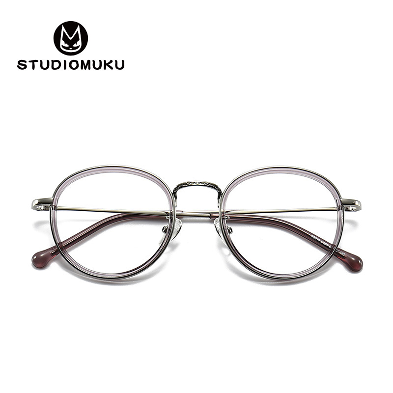 STUDIOMUKU madera fresca gafas de marco redondo gafas duro y diseño único estilo cara grande gafas marco