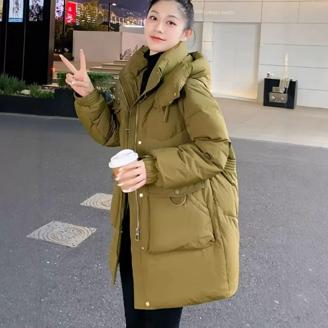 爆款羽绒棉服女中长款2024冬季中老年妈妈宽松洋气棉袄高档厚棉袄