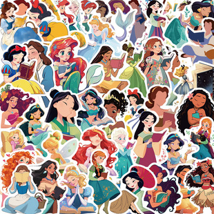 50 cartoon fairy tale princess stickers high color value cute girl diy notebook mobile phone shell decorative stickers wholesale