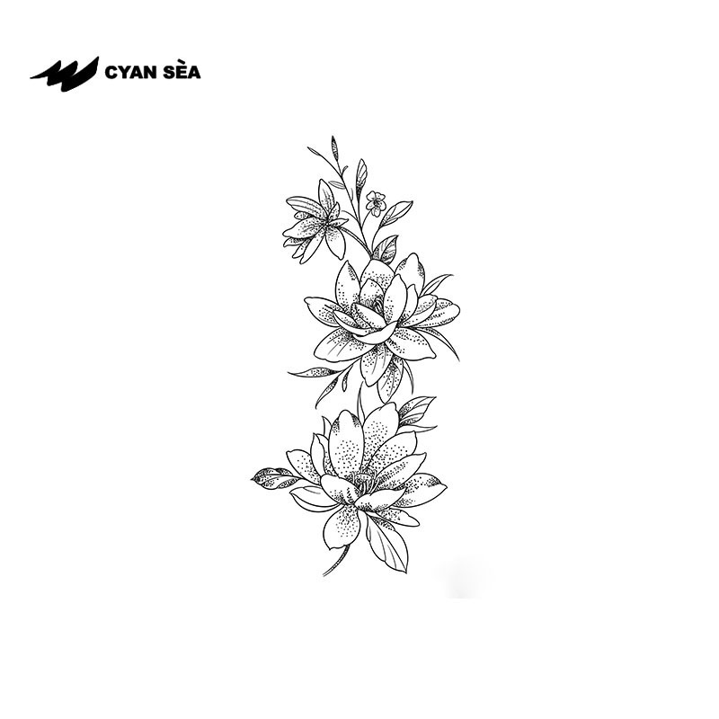 Herbal semi-permanent tattoo stickers, plain floral magnolia flower line arm tattoo, waterproof and long-lasting, juice tattoo stickers for women Herbal semi-permanent tattoo stickers, plain floral magnolia flower line arm tattoo, waterproof and long-lasting, juice tattoo stickers for women