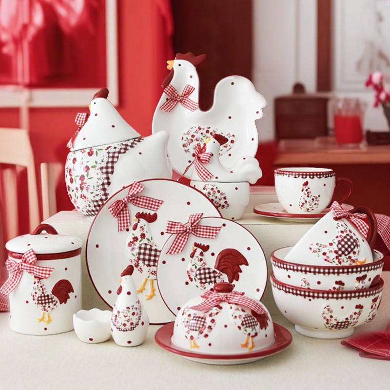 Factory Direct Sales Ceramic Bowl Set Coffee Cup Bowl Plate Storage Sealed Jar Amazon Tableware Cross-Border