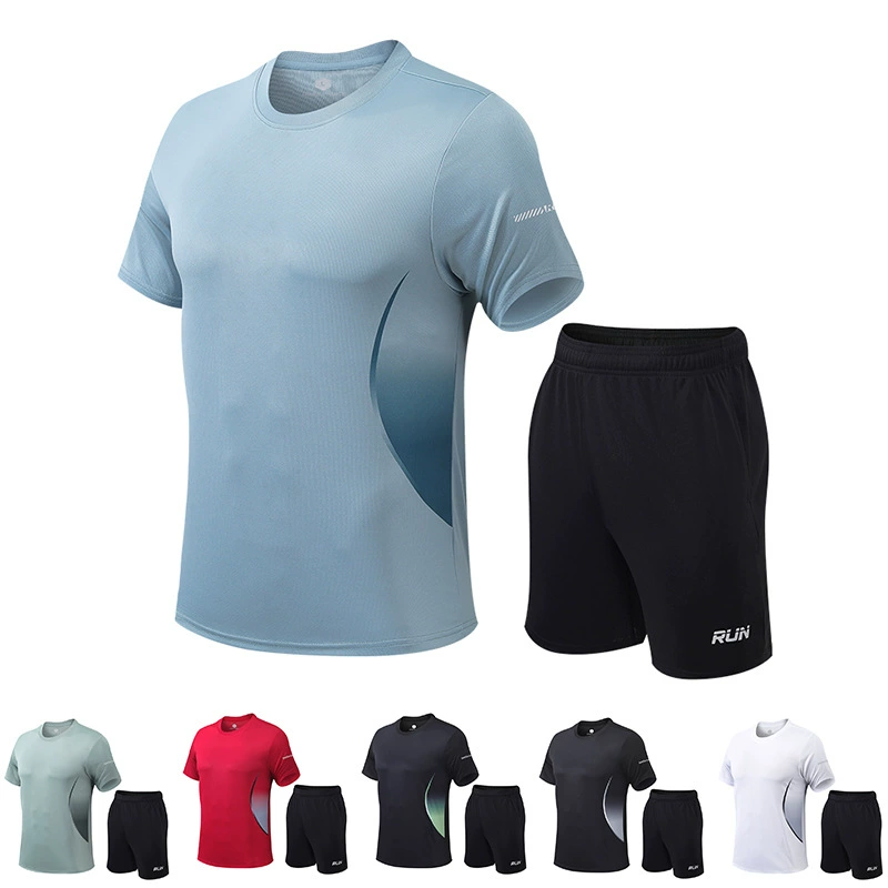 Спортивный комплект Летний фитнес-костюм для бадминтона с короткими рукавами футболка для мужчин быстросохнущая одежда для бега свободный отдых