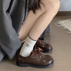 黑色英伦风低粗跟小皮鞋女2025新款秋季百搭配裙子软底复古单鞋子