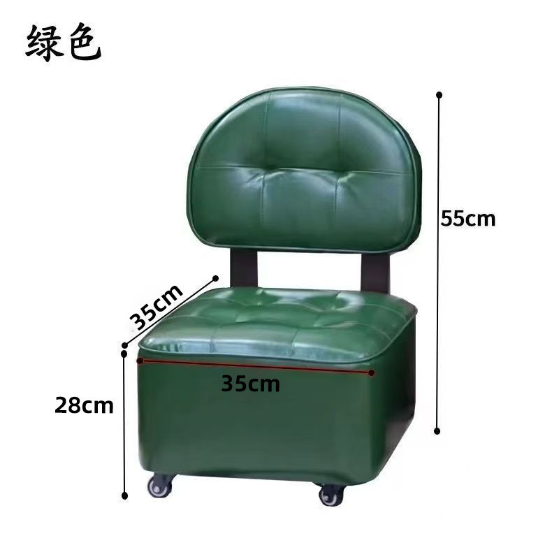 Taburete doméstico pequeño sala de estar deslizante silla de madera sólida respaldo polea giratoria taburete bajo puerta de cambio de zapatos taburete de lavado de pies rueda