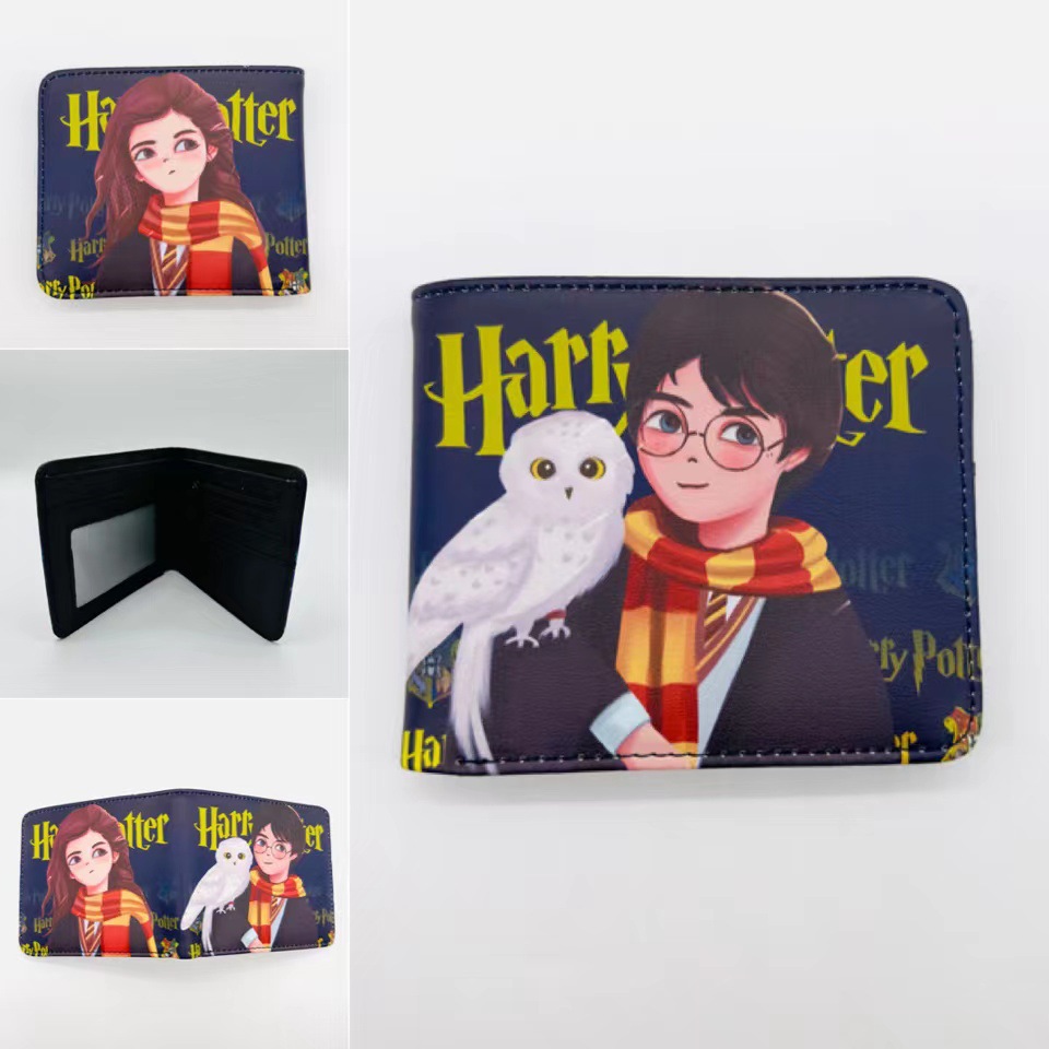 Niño inmortal de la escuela de magia alrededor de la billetera plegable corta billetera de cuero PU universal para estudiantes