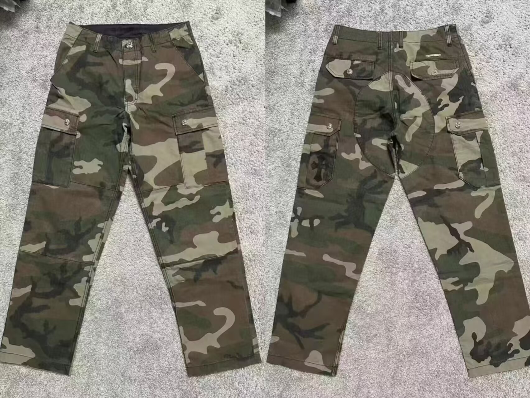 Chrome Hearts Leather Cross Patch Cargo Pants Camo
