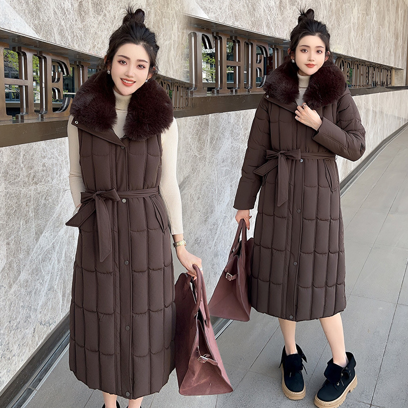 2025 ropa de algodón de pluma de manga desmontable mujer coreana Dongdamen otoño y invierno nuevo cuello de cabello largo abrigo de algodón chaqueta image 4