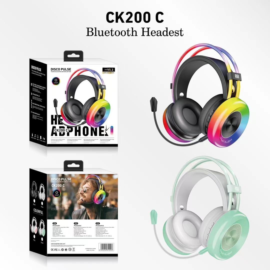 Nuevo comercio exterior e-deportes CK200C auriculares Bluetooth auriculares RGB luz auriculares computadora especial juego con micrófono