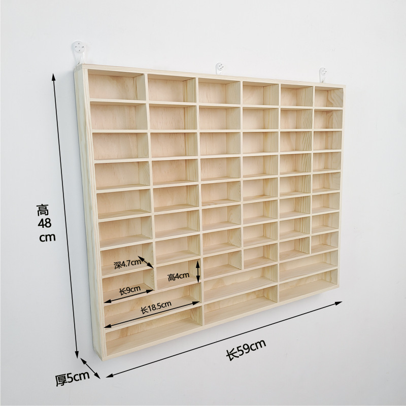 实木多格小汽车收纳墙上玩具置物架多层车模1:64多美卡展示架车|undefined