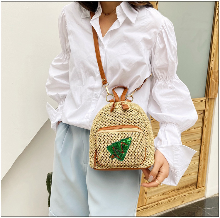 Korean Straw Woven Bag Fashion Woven Pineapple Backpack display picture 8