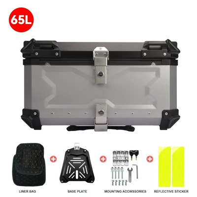 Aluminum Alloy – Motorcycle trunk - 65l-embossed-x-tail-boxsilver