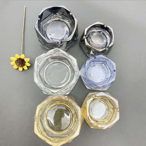 Ashtray household ins style simple light luxury water chestnut glass ashtray trend fashion office crystal