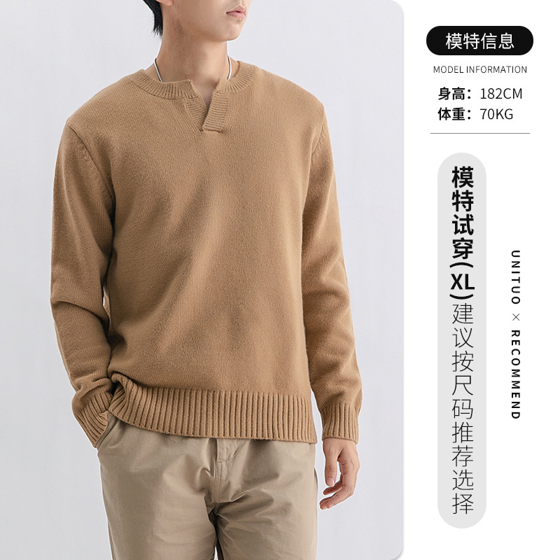 Suéter de cuello Henry de punto de manga larga de moda de hombre camiseta de alto nivel camiseta de base de lujo ligera ropa de hombre camiseta de hombre