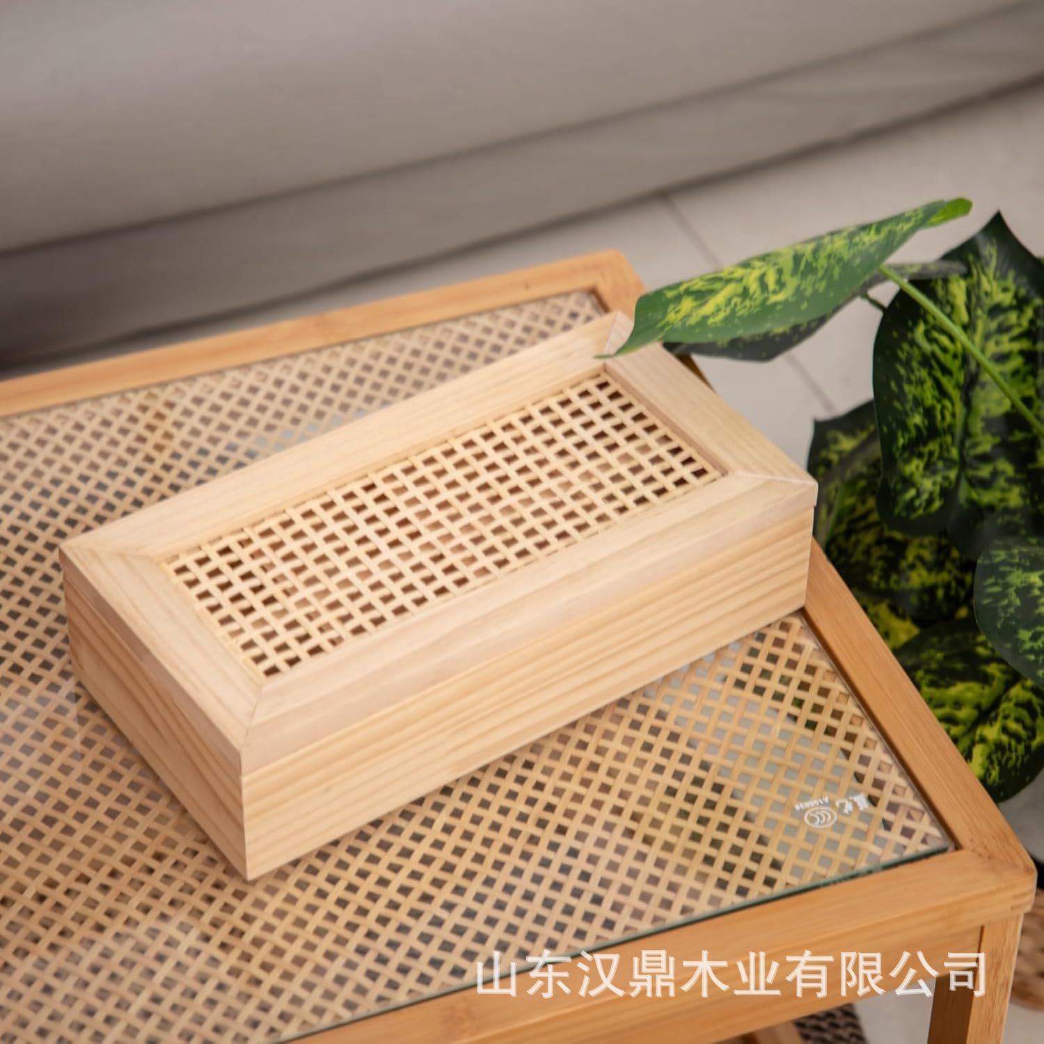 Rectangular storage box from natural wood