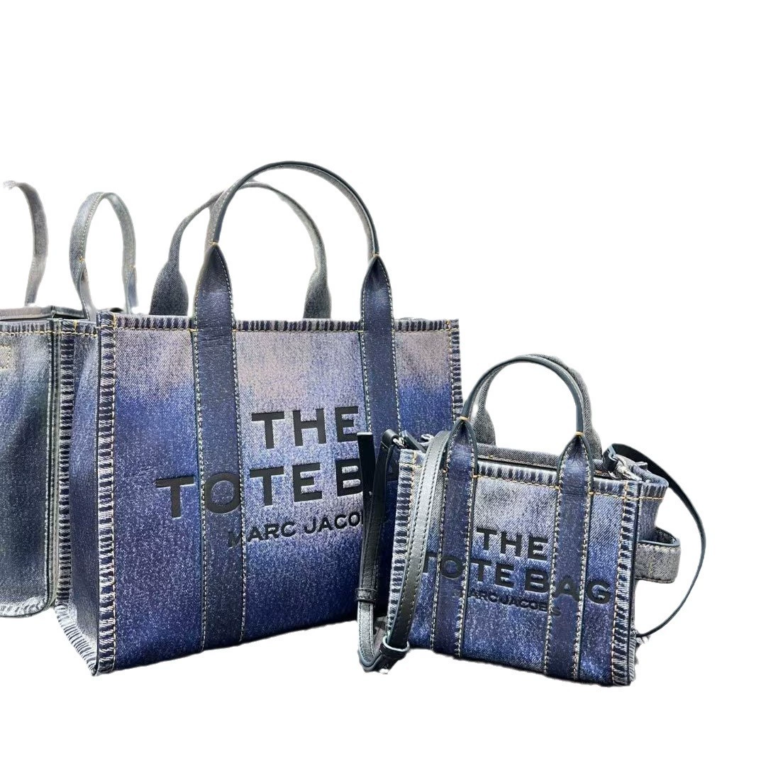 Denim leather one-shoulder bag, fashionable bag strap, European style