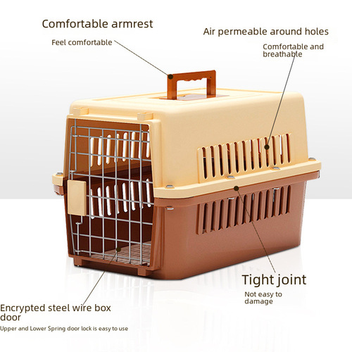 Pet flight box, cat shipping box, dog transport box, portable car-mounted dog cage, Corgi small, medium and large dog special