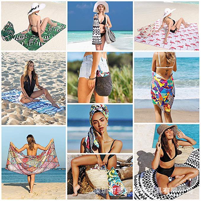 Foreign trade printed double-sided velvet beach towel changeable swimming bath towel wholesale absorbent quick-drying beach seat towel Foreign trade printed double-sided velvet beach towel changeable swimming bath towel wholesale absorbent quick-drying beach seat towel