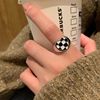 Retro fashionable ring, Korean style, silver 925 sample, on index finger