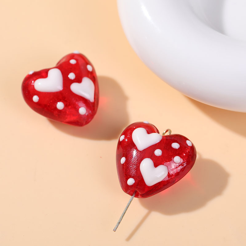 10g Weight Pendant, Beads Jewelry Making Type 20mm Jewelry Making Size DIY Jewelry Accessories Classification 1 Piece Quantity Glass Material Heart Shape Pattern Enamel Design Sweet Style 1 Piece 20mm Glass Heart Shape DIY Jewelry Accessories Pendant Beads 10