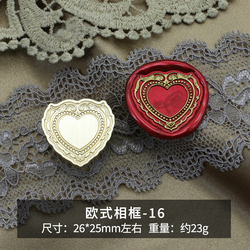 Marco de fotos de color europeo cabeza de cobre sello de pintura de fuego cabeza de sello de latón simple frontera retro Serie suministro directo de fábrica al por mayor