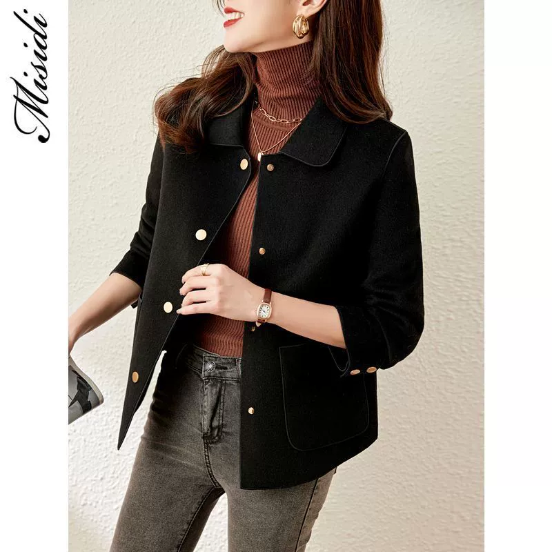 Демисезонное двустороннее woolen velvet short elite coat, Chanel стиль, для тинейджеров