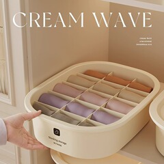 クリーム色下着収納ケース三合一家庭用引き出し式下着靴下肌着整理箱