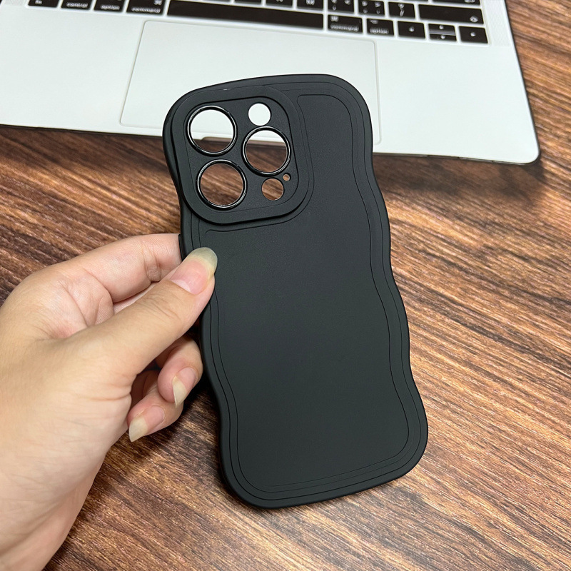 适用iphone16手机壳网苹果17红实色大波浪纯色tpu素材13/14保护套|undefined