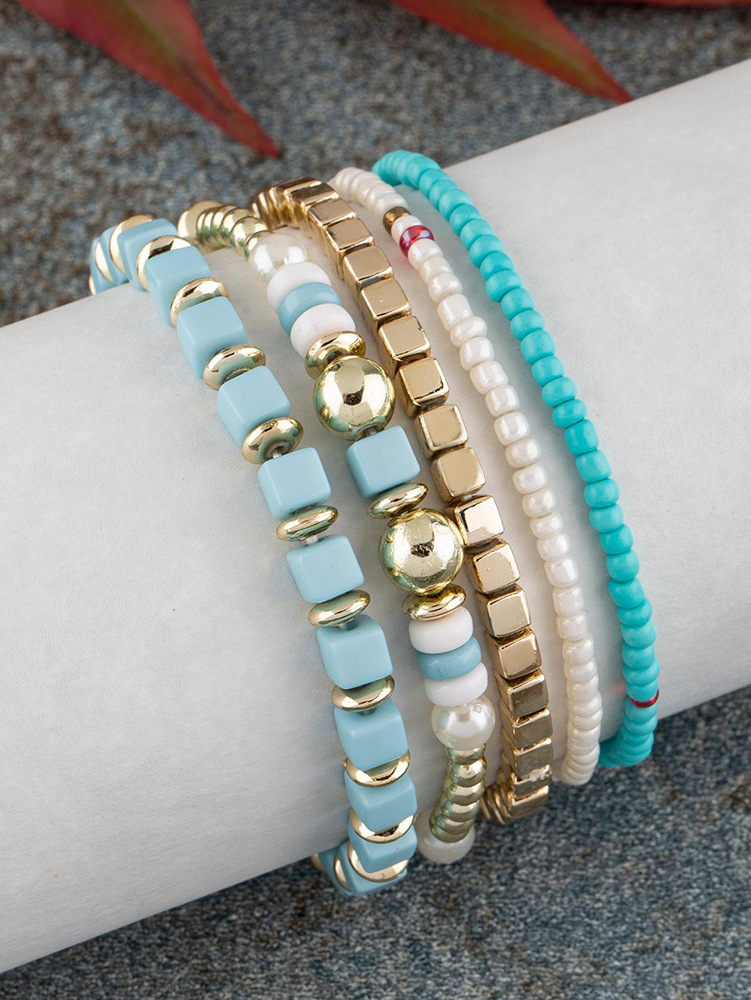 20g Weight Acrylic Pendant Material Bracelets Classification Alloy Chain Material 1 Set Quantity Holiday, Daily, Street Occasion Alloy Material Geometric Pattern Unisex Gender Beaded, Plating Design Retro Style Retro Geometric Alloy Beaded Bracelets Wholesale 18