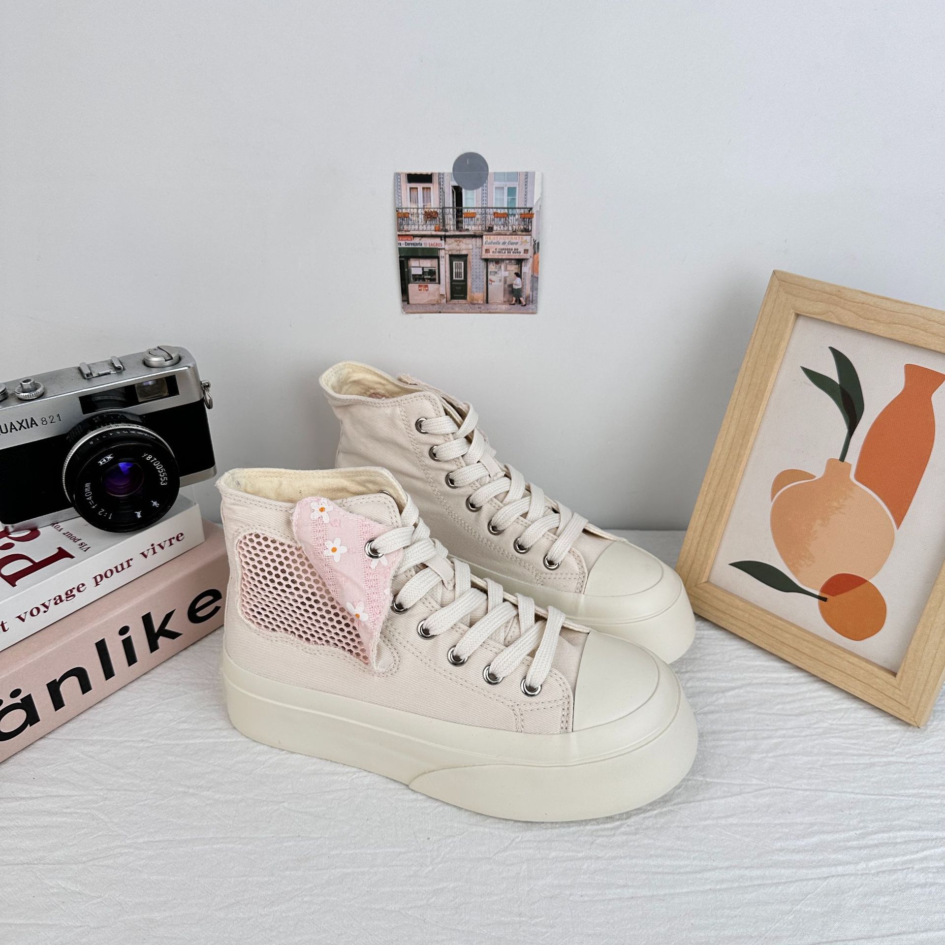 Yuanbo coreano nicho de diseño de zapatos de lona de verano de 2025 zapatos de skate casuales de moda para mujeres con suela gruesa image 5