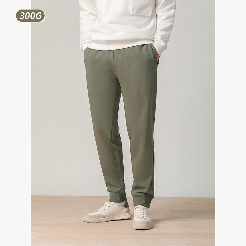 300g tela antibacteriana cremallera casual sweatpants hombres de alta cintura punto pantalones otoño nueva pareja básica