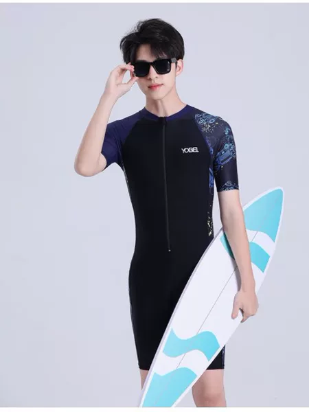 Daifa Men's Swimwear Professional one-piece Swimwear Sunscreen Quick-drying Plus Size Adult Surfer for Teenagers and Big Kids