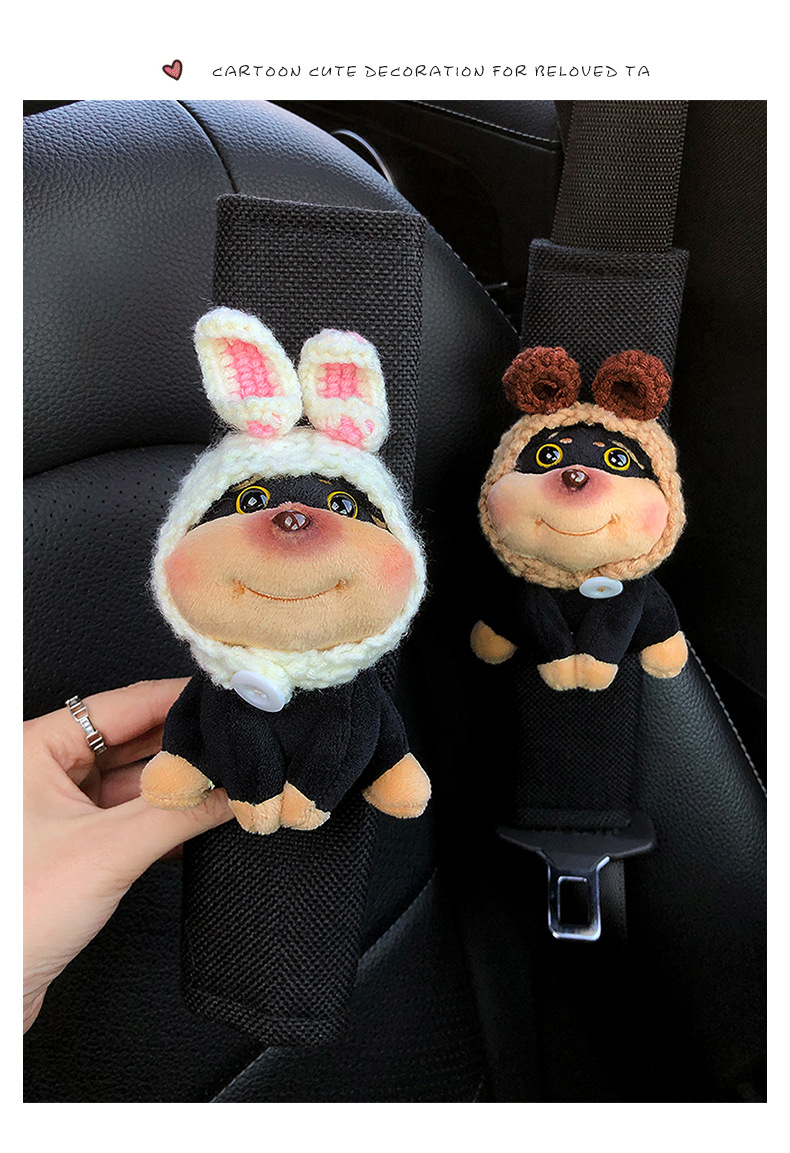 Bee Dog Car Seat Belt Shoulder Cover Clothing Anti-Wear Cover Pair of High-End Car Dolls Car Interior Decoration for Women