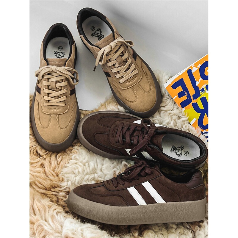 Men's German Training Shoes 2026 New Retro Leather Thick-Soled Casual Brown Niche Style Youth Sneakers Men's Shoes Men's German Training Shoes 2026 New Retro Leather Thick-Soled Casual Brown Niche Style Youth Sneakers Men's Shoes