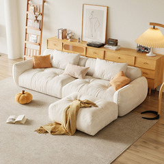 意式極簡網紅侘寂風對拼沙發北歐現代奶油風工作室設計師客廳家具